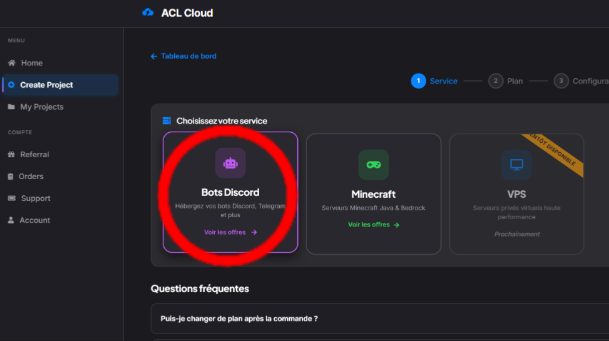 Étape 3 — Sélectionner Bots Discord
