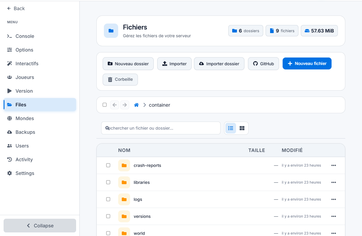 Gestionnaire de fichiers ACLClouds pour Minecraft